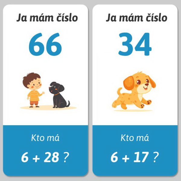 Ja mám, kto má - Sčítavanie dvoj a jednociferného čísla do 100 s prechodom cez 10