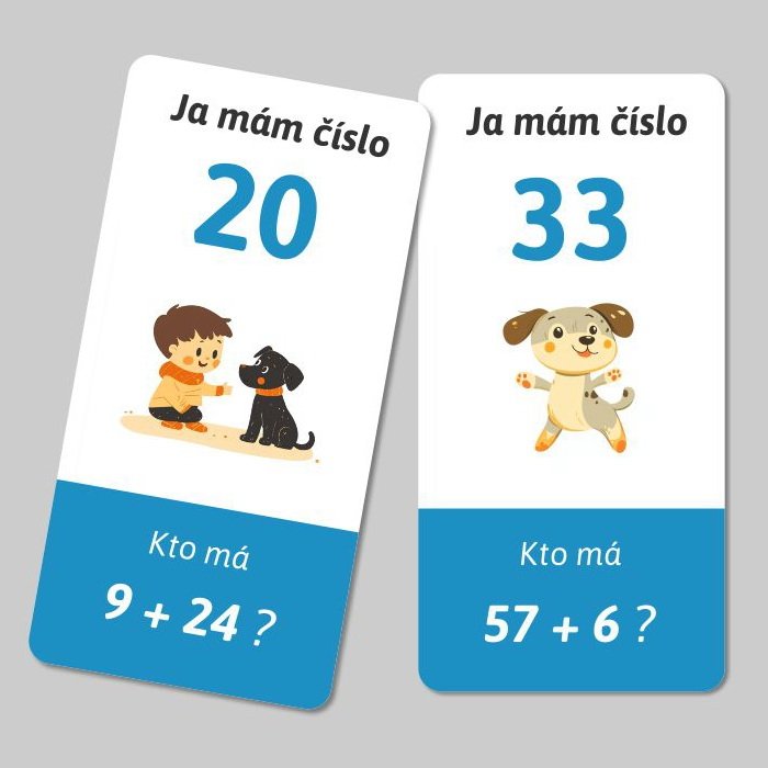 Ja mám, kto má - Sčítavanie dvoj a jednociferného čísla do 100 s prechodom cez 10