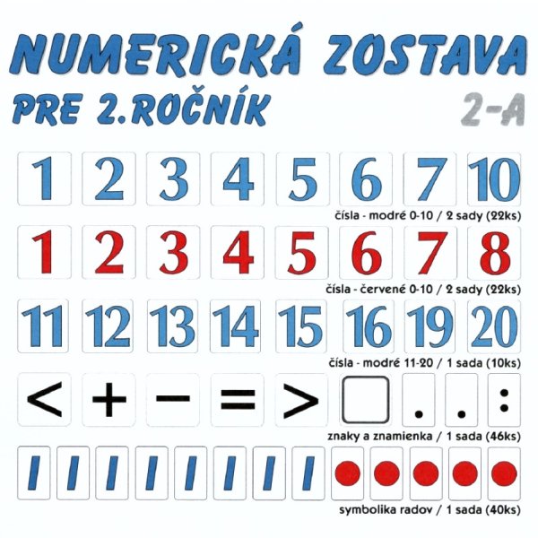 Magnetická numerická zostava pre 2. ročník, 140 kariet