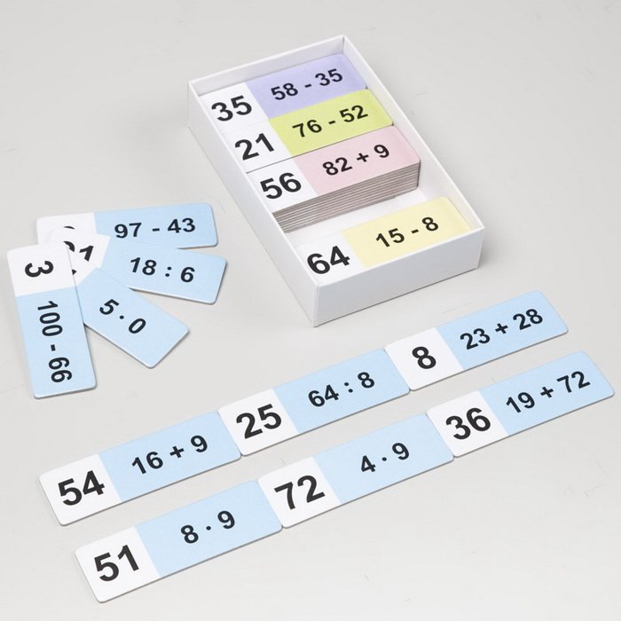 Matematické domino Numerácia prirodzených čísel do 100, 50 kariet