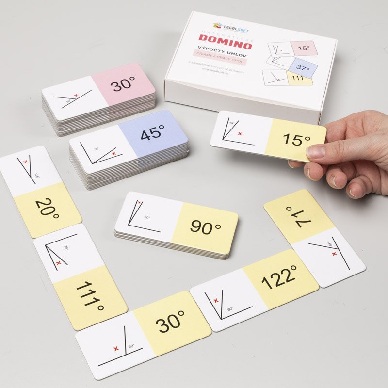 Matematické domino Priamy a pravý uhol, 36 kartičiek