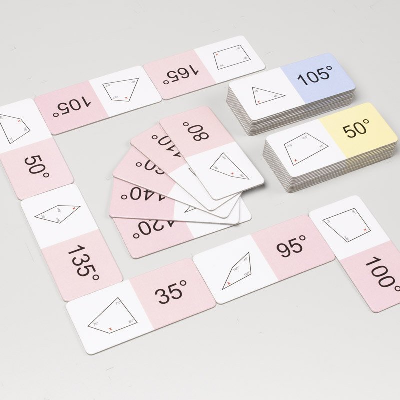 Matematické domino Vnútorné uhly, 36 kartičiek
