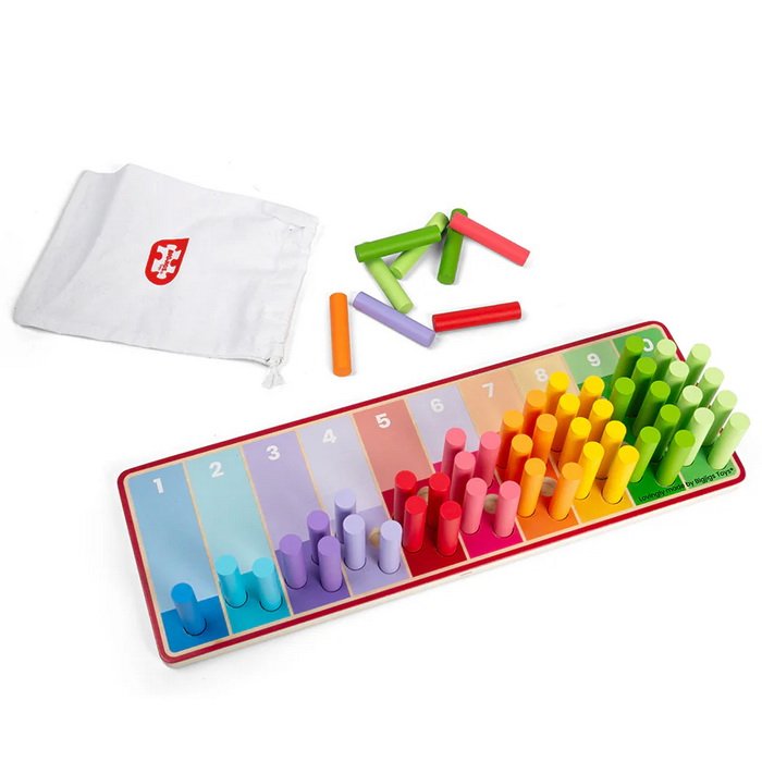 Bigjigs Toys Počítacie tyčinky dúhové, 55 ks