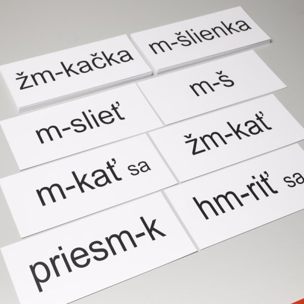 Pracovné karty Vybrané slová po M, 76 kariet