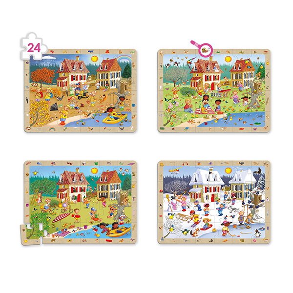 Pozorovacie puzzle Ročné obdobia, sada 4 ks