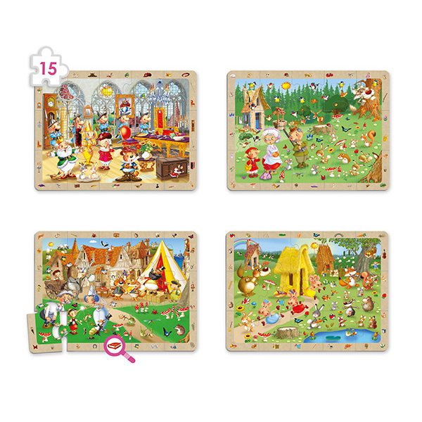 Pozorovacie puzzle Rozprávky, sada 4 ks
