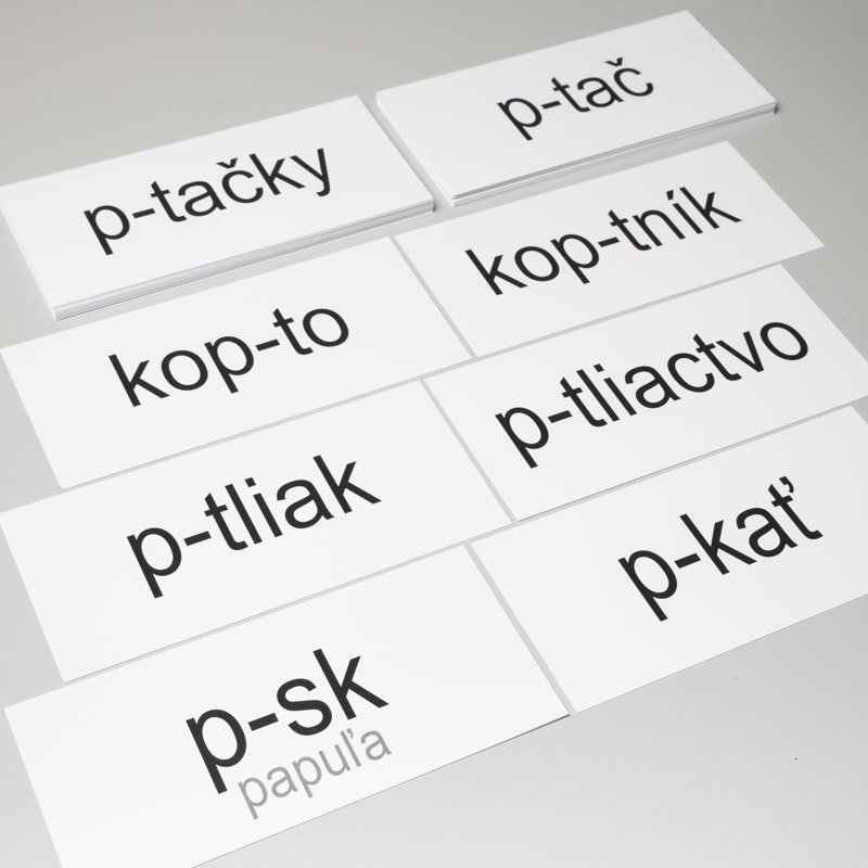 Pracovné karty Vybrané slová po P, 58 kariet