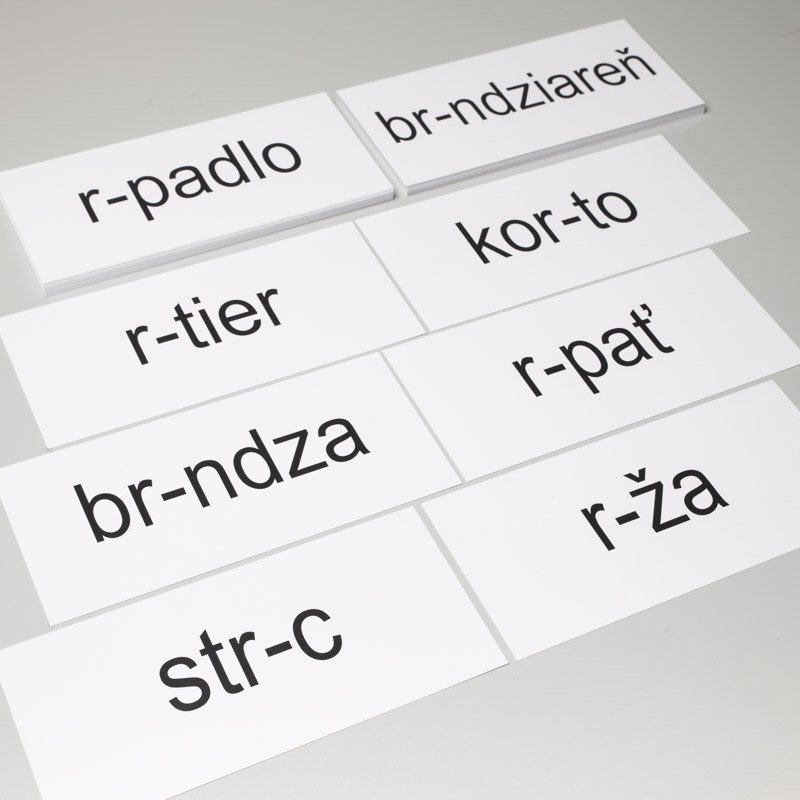 Pracovné karty Vybrané slová po R, 108 kariet