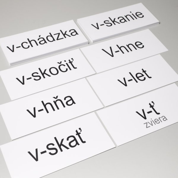 Pracovné karty Vybrané slová po V, 72 kariet