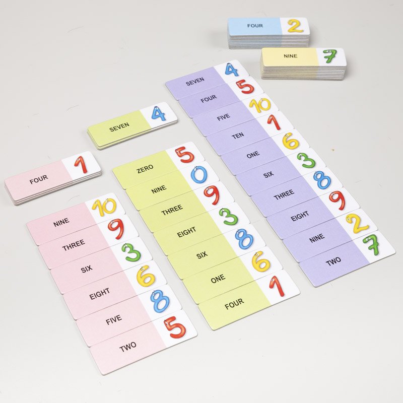 Slovíčkové domino - Čísla AJ, 50 slov