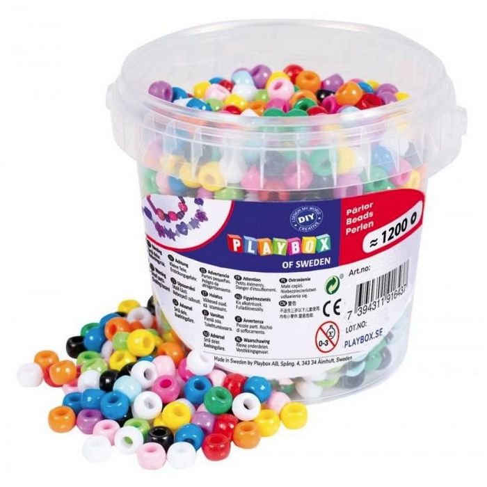 Playbox Korálky vo vedierku 1200 ks + gumička 5m