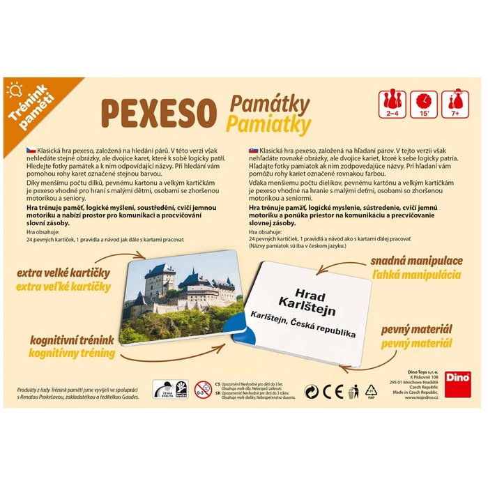 Dino Tréning pamäti Pexeso pamiatky