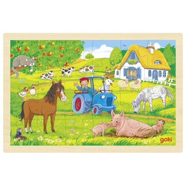 Goki Drevené puzzle Farma, 24 dielikov