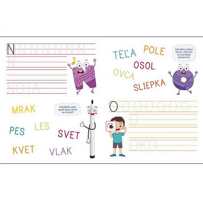 JRM Zošit pre predškolákov Písanie a písmená + fixka