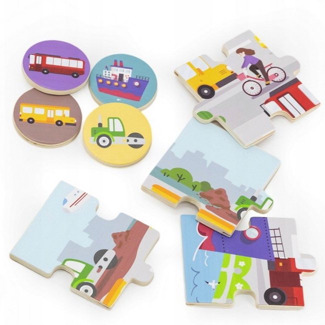 Viga Drevené puzzle Doprava, 9 dielikov
