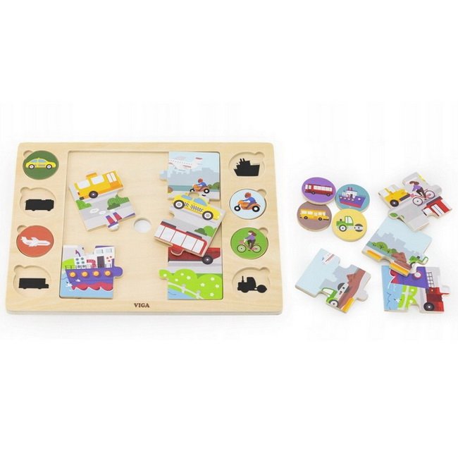 Viga Drevené puzzle Doprava, 9 dielikov