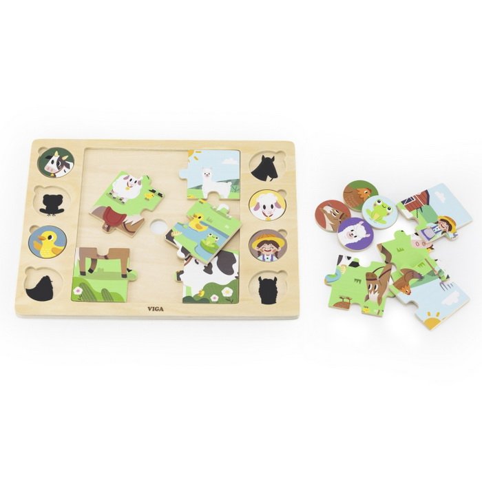 Viga Drevené puzzle Zvieratká, 9 dielikov