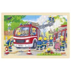 Goki Drevené puzzle Požiarnici, 24 ks