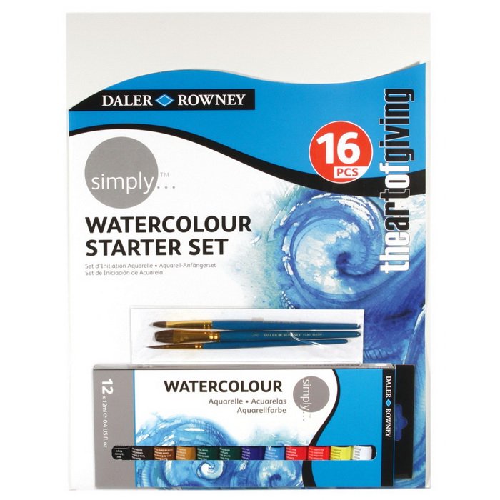Daler-Rowney Akvarelové farby Simply - Starter set, 12 ks