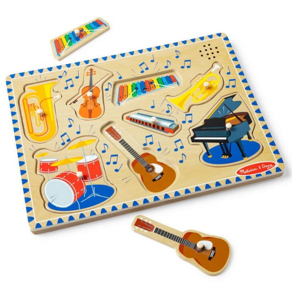 Melissa & Doug - Drevené puzzle so zvukmi - Hudobné nástroje