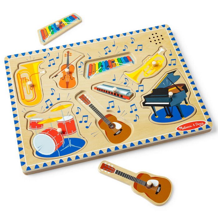 Melissa & Doug - Drevené puzzle so zvukmi - Hudobné nástroje