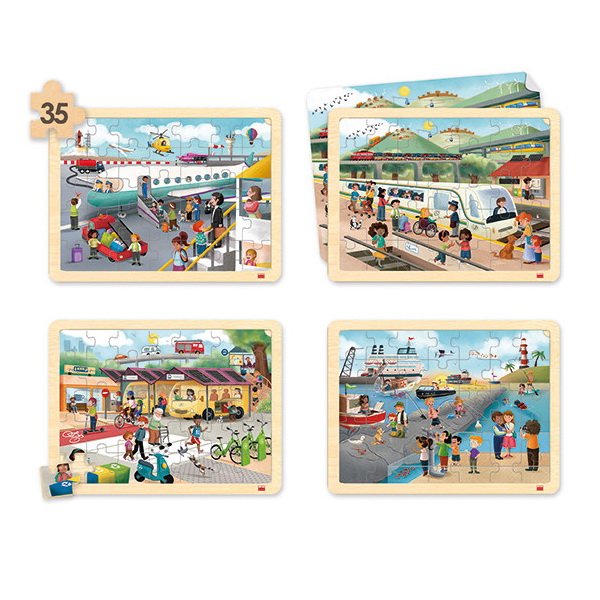 Drevené puzzle Doprava, 4v1
