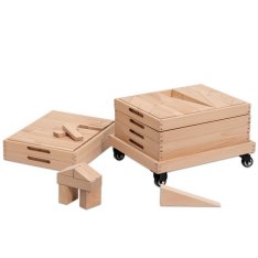 Betzold Drevený vozík s kockami Natur (set 1) 159 dielikov