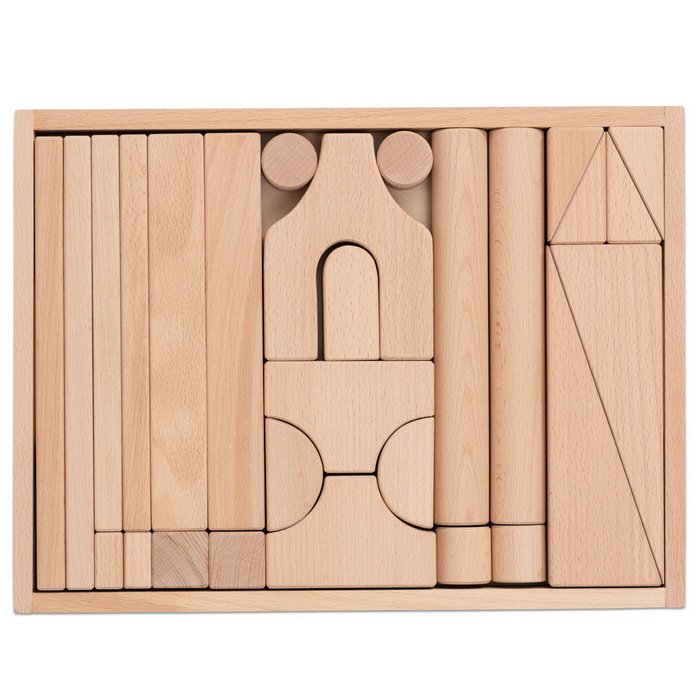 Betzold Drevený vozík s kockami Natur (set 2) 156 dielikov