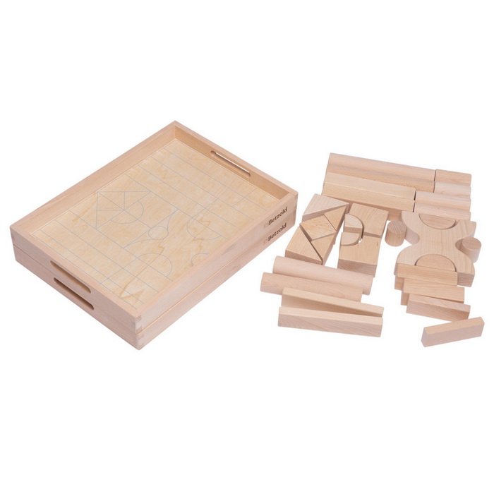 Betzold Drevený vozík s kockami Natur (set 2) 156 dielikov