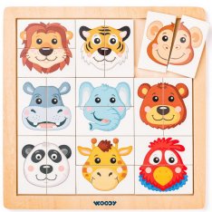 Woody Puzzle Zvieracie hlavičky Exotika, 18 dielikov