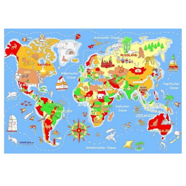 Eduplay Koberec Mapa sveta, 140 x 200 cm