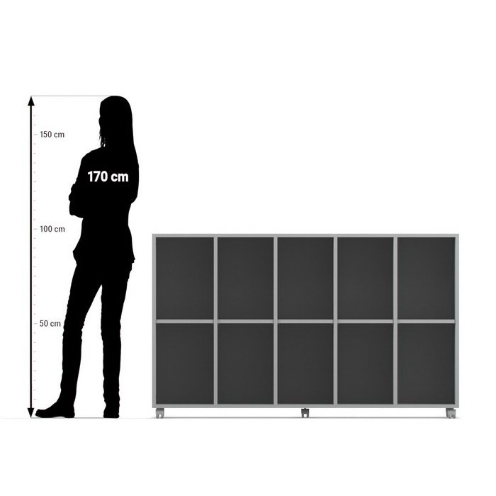 Betzold Mobilný regál Flexeo® s 10 priečinkami, 98 cm