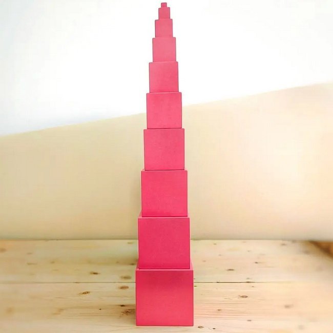 Betzold Montessori Ružová veža z kociek, 10 ks