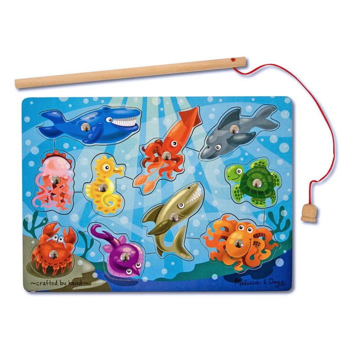 Melissa & Doug - Drevený magnetický rybolov, 10 ks