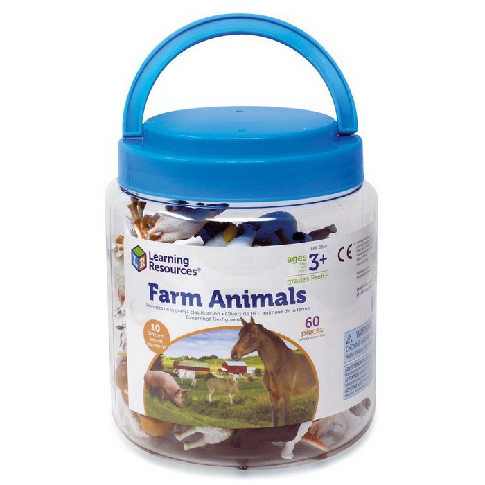 Learning Resources Figúrky zvierat na triedenie Farma, 60 ks