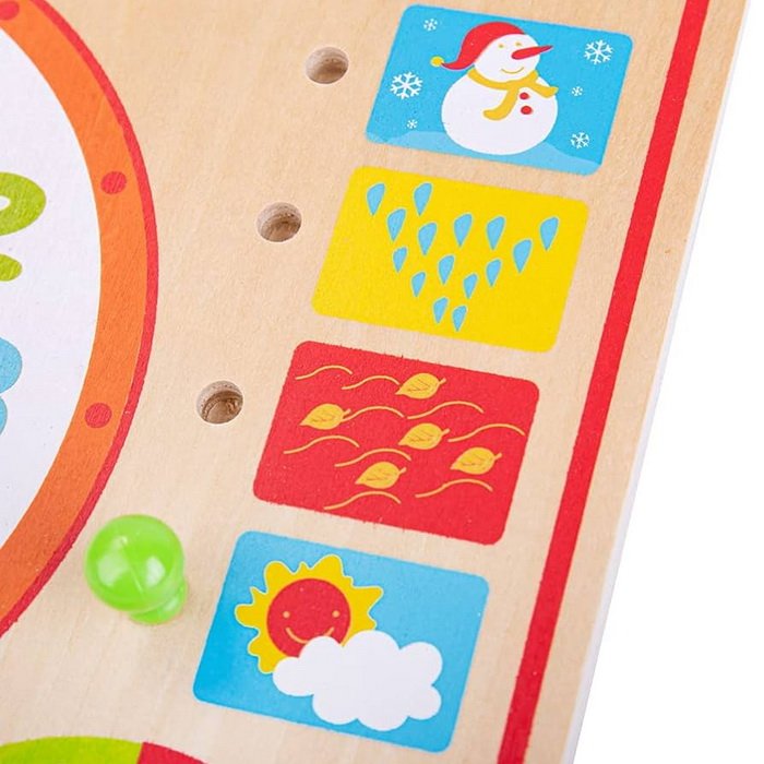 Bigjigs Toys Drevený kalendár s hodinami, anglický
