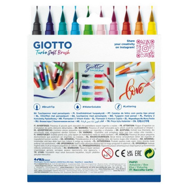 Giotto Turbo Soft Brush štetcové fixky, 10 ks