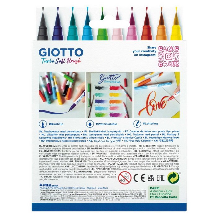 Giotto Turbo Soft Brush štetcové fixky, 10 ks