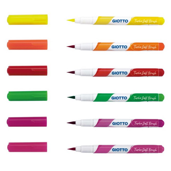 Giotto Turbo Soft Brush štetcové fixky fluorescenčné, 6 ks